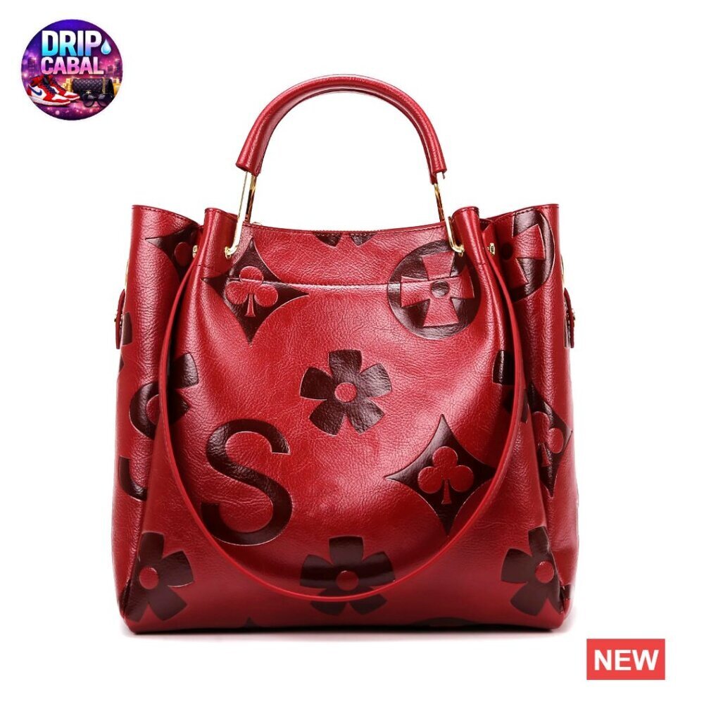 Floral Embossed Leather Top Handle Hobo Tote Satchel Bag with Detachable Pouch